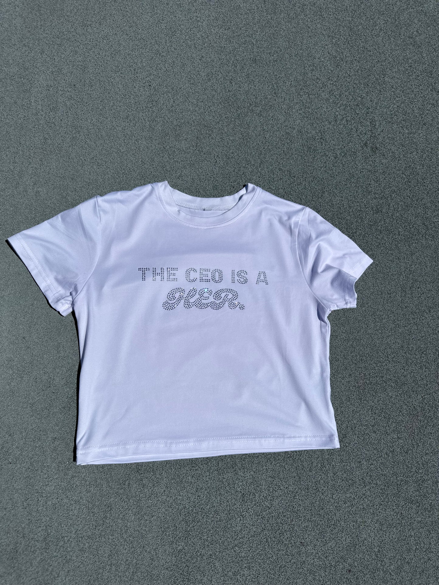 The CEO is a HER Rhinestone Crop Top